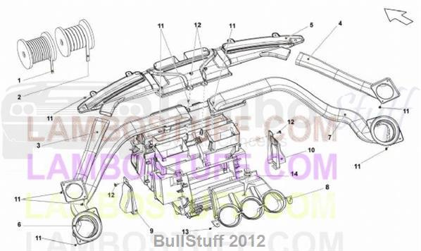 2009 Lamborghini GALLARDO LP 560-4 COUPE USA DASHBOARD AIR PIPE (815.01.00)